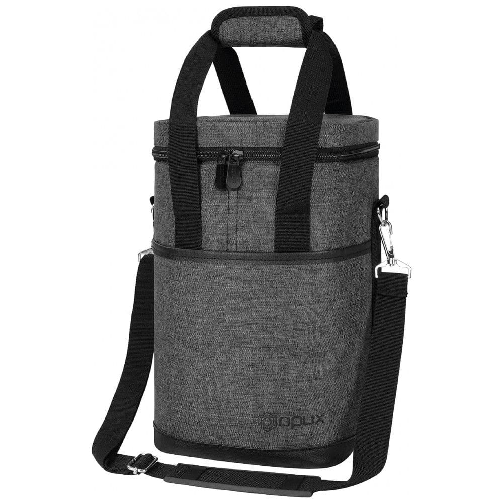Bolsa Térmica Para Transporte de Vinhos OPUX até 4 Garrafas, Cinza Escuro