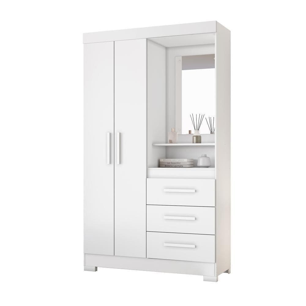 Guarda Roupa Solteiro 2 Portas 3 Gavetas Nt6020 Branco-rosa Nótável Móveis Branco-rosa