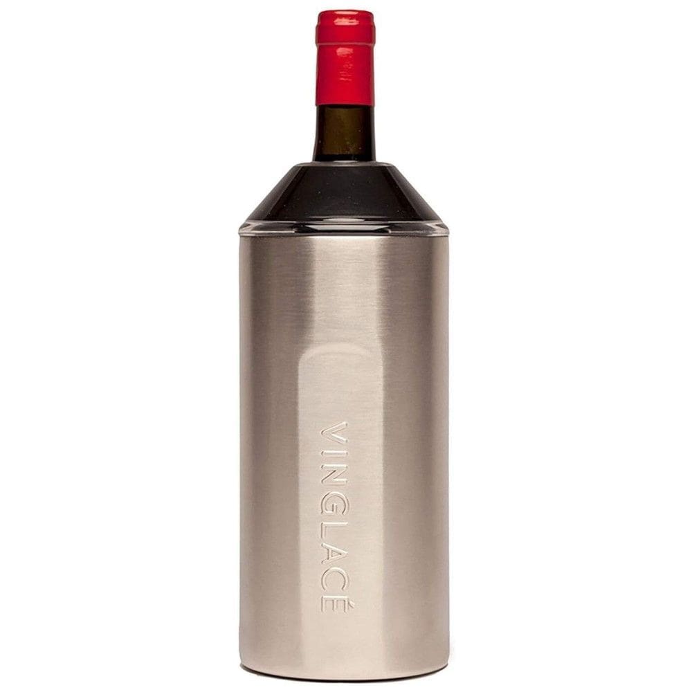 Porta Garrafa Térmico para Vinho é em Aço Inoxidável, VINGLACé, Prateado