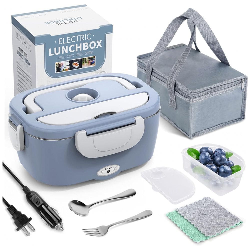Marmita Elétrica Portátil 1,5L com Recipiente de Aço Inoxidável, 12V 110V, Herrfilk, Azul