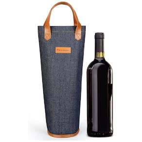 Bolsa Térmica para Vinho Tirrinia, Portátil e Estilosa - Presente Ideal para Amantes de Vinho - Azul Escuro