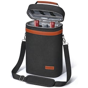 Bolsa Térmica Porta Garrafas de Vinho Aoonby - Ideal para Viagens, Praia e Festas - Preta