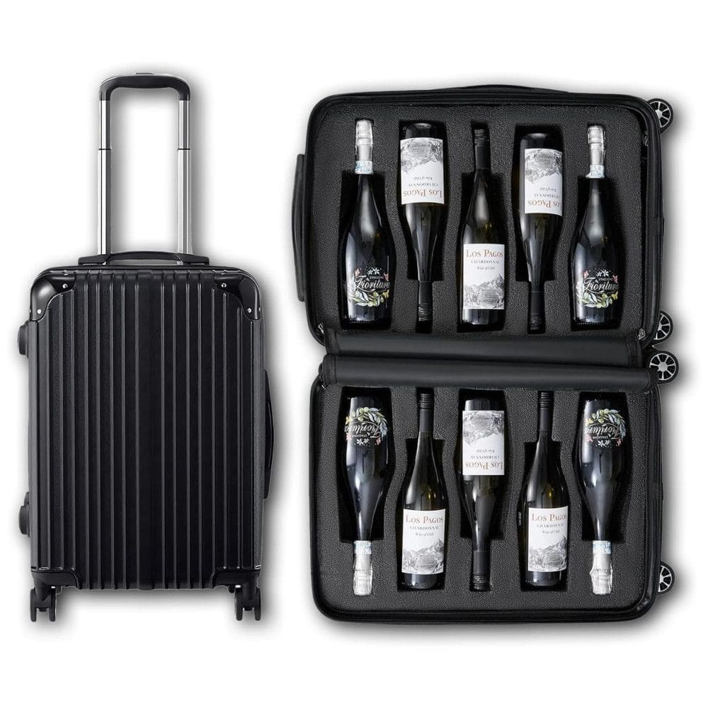 Mala Porta-Garrafas de Vinho para 10 Garrafas de 750 ml - Case de Bagagem de Avião com Rodízios, Aprovado pela ANAC - Prático e Elegante!