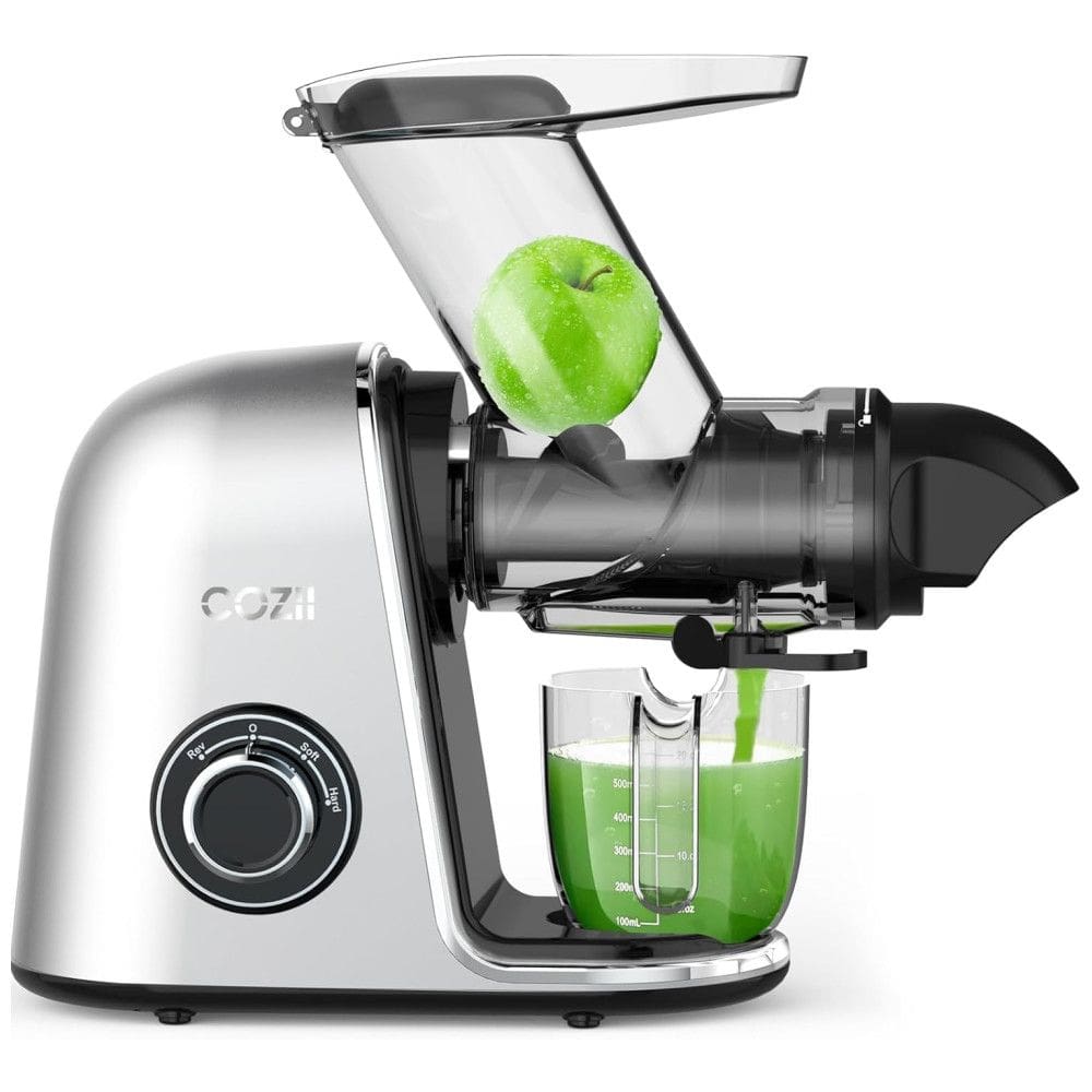 Extrator de Suco Lento COZII, 9 cm de Boca, Ideal para Frutas e Vegetais, Limpeza Fácil, Motor Silencioso, Alto Rendimento de 1200 ml -
