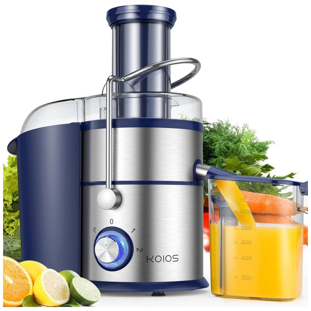 Espremedor de Frutas Centrífugo KOIOS 1300W, com Bocal Extra Largo de 7,62 cm, Motor de Cobre Puro, Filtro Titânio, Alta Eficiência de Sucos