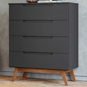 Cômoda Retro Vertigo 4 Gavetas Preto - Pnr Móveis