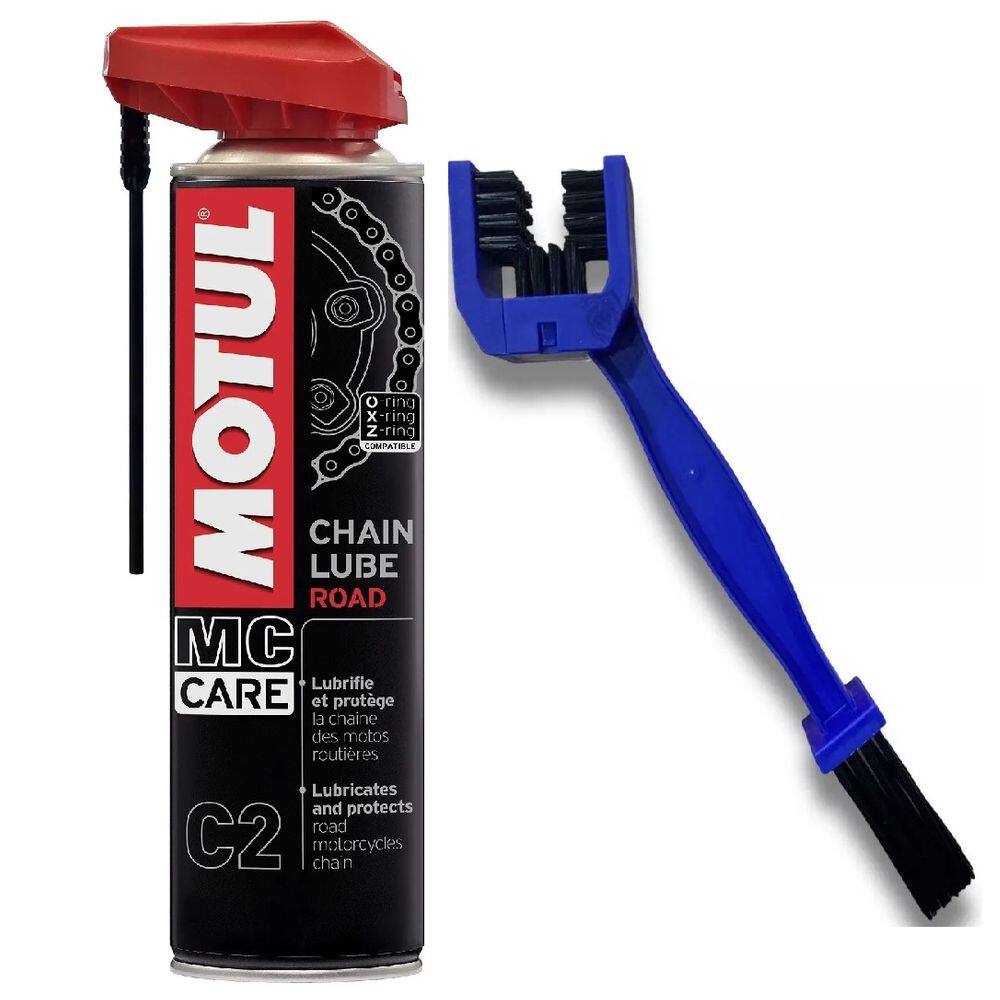 Kit com Lubrificante Motul C2 para Corrente Moto Bike 0,4l + 1 Escova limpa Corrente
