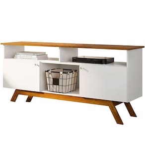 Rack Bancada Para TV 43 Pol Amsterda 140 cm Branco Nature Tebar