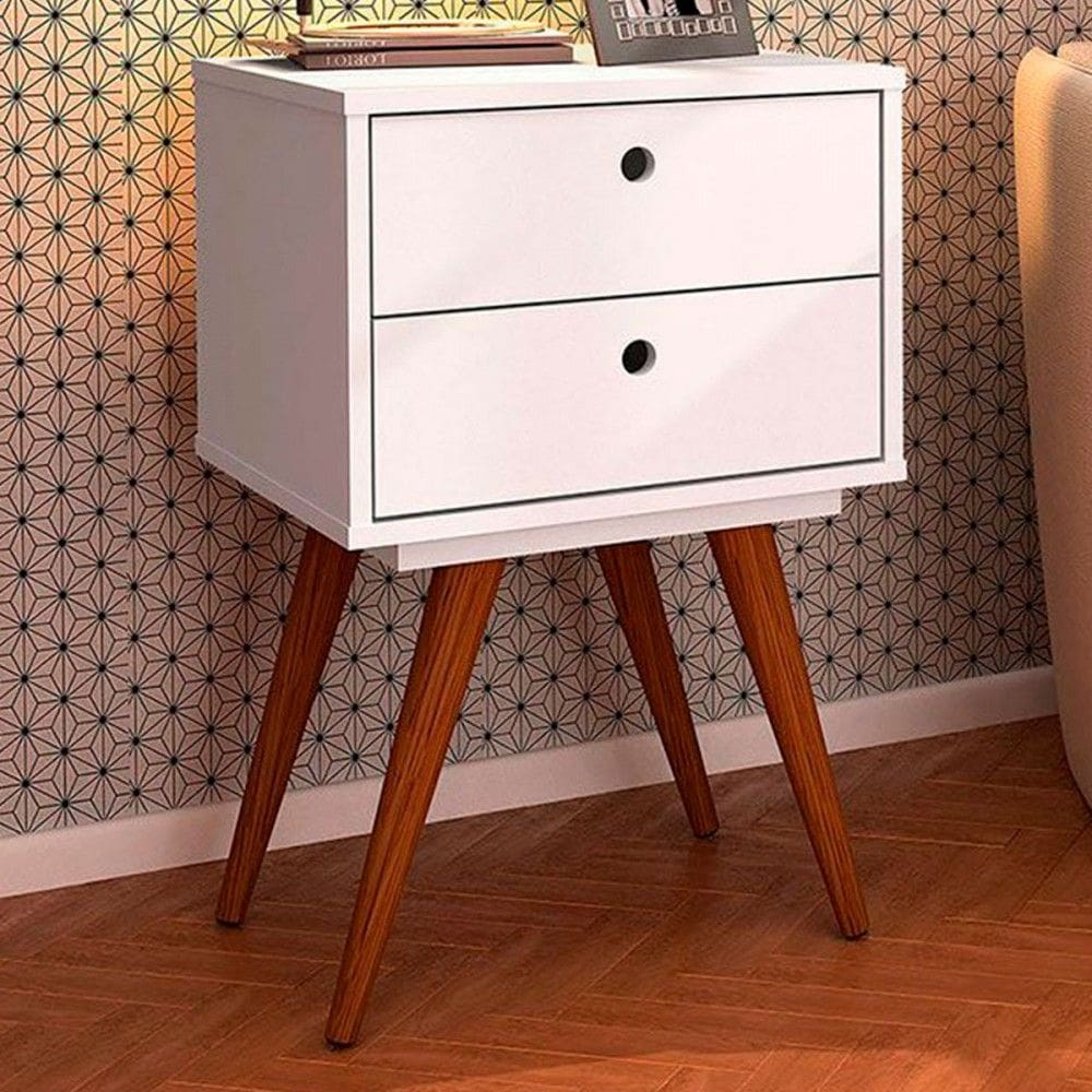 Mesa de Cabeceira Vertigo 2 Gavetas Branco 10274 - Pnr Móveis