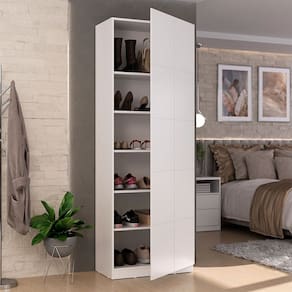 Sapateira Lia 1 Porta 5 Prateleiras 100% Mdf Branco - Pnr Móveis