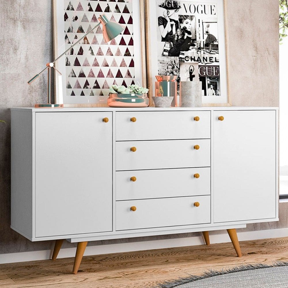 Balcão Buffet Vertigo 2 Portas 4 Gavetas Branco - Pnr Móveis