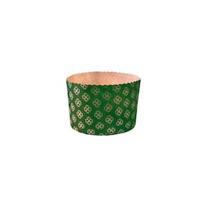 Forma Panetone Verde Fiori Ouro 500g c/100 - Ecopack