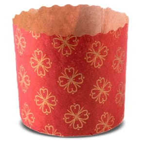 Forma Panetone Vermelho Fiori Ouro 100g c/100 - Ecopack