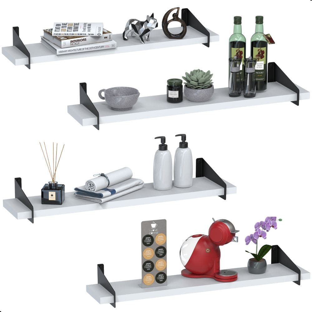 4 Prateleiras De Madeira Estilo Industrial Suspensa Max50p