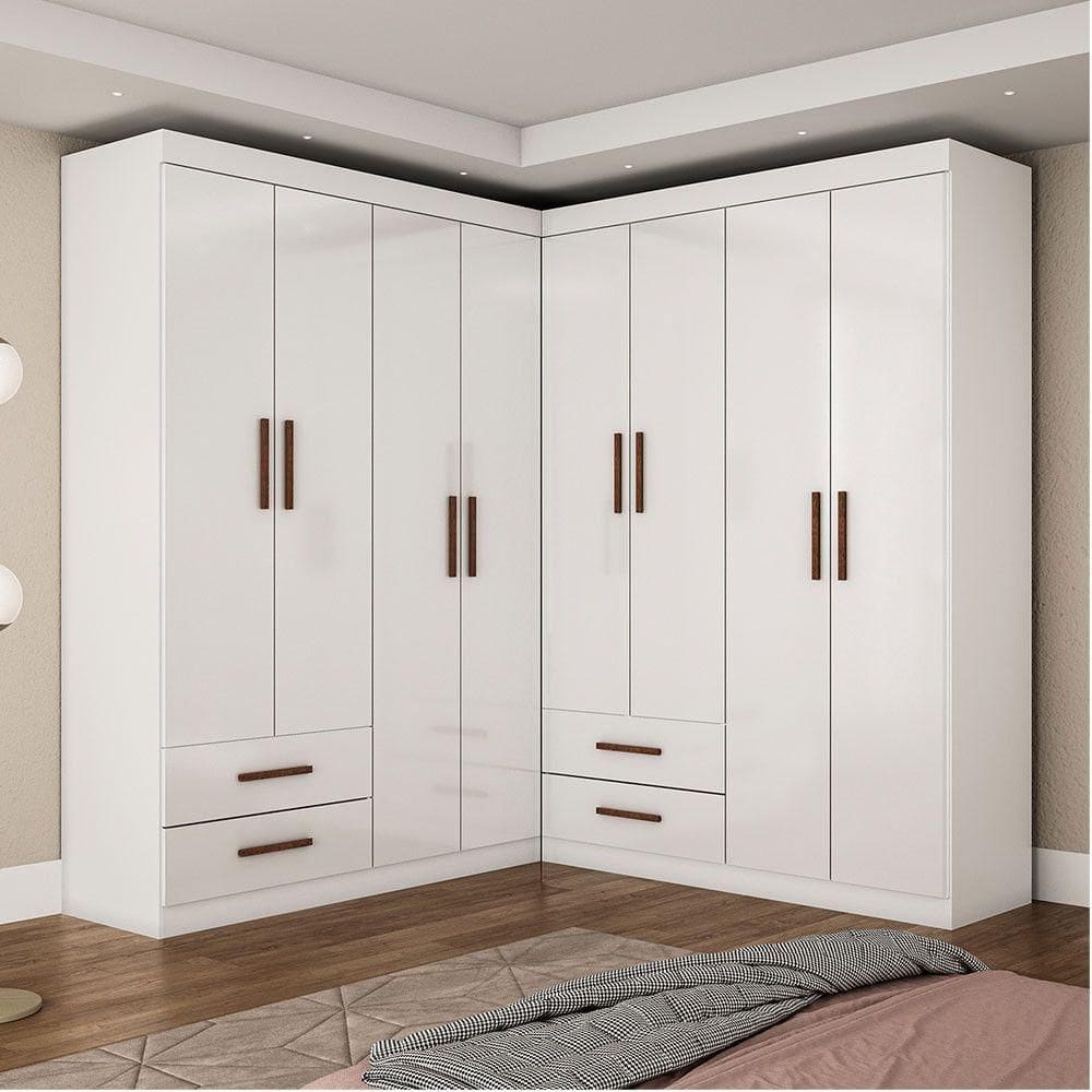 Closet Casal Duplo Lu 8 Portas 4 Gavetas Branco