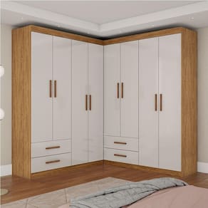 Closet Casal Duplo Lu 8 Portas 4 Gavetas Cinamomo Off White