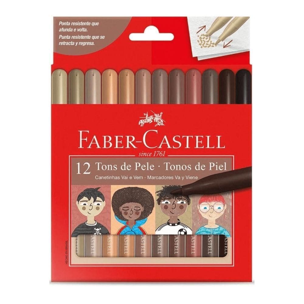 Canetinha Hidrocor Vai E Vem - 12 Tons De Pele - Faber Castell