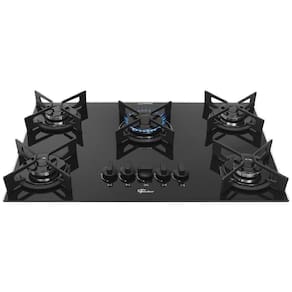 Cooktop a Gás Fischer 5 Bocas Fit Line Tripla Chama Trempe Iron - Bivolt