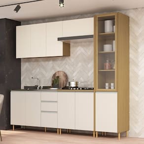 Cozinha Modulada 5 Peças 10 Portas e 3 Gavetas Giorgia Canary/Off White