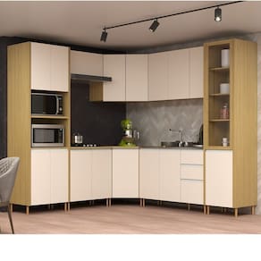 Cozinha Modulada 8 Peças 17 Portas e 3 Gavetas Giorgia Canary/Off White