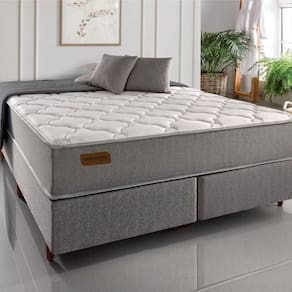 Conjunto Queen com Colchão e Cama Box Extra-firme 158cm X 198cm X 67cm Cinza