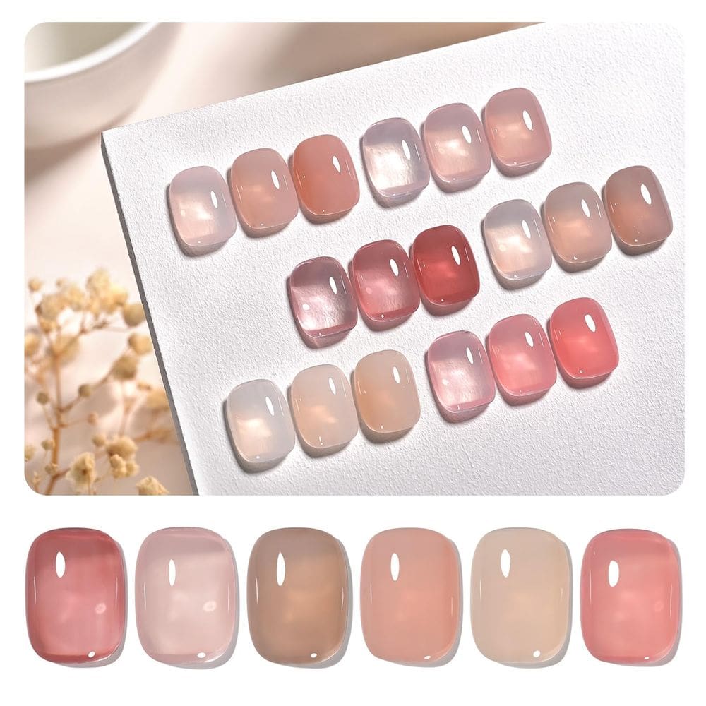 Conjunto de esmaltes GAOY Jelly Gel Strawberry Milk 6 cores 6,5 mL
