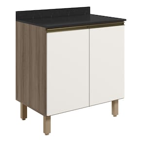 Balcao Com Tampo 2P 70 cm MDF Kali 12221 Carvalho Toq Off White Cetim Nicioli