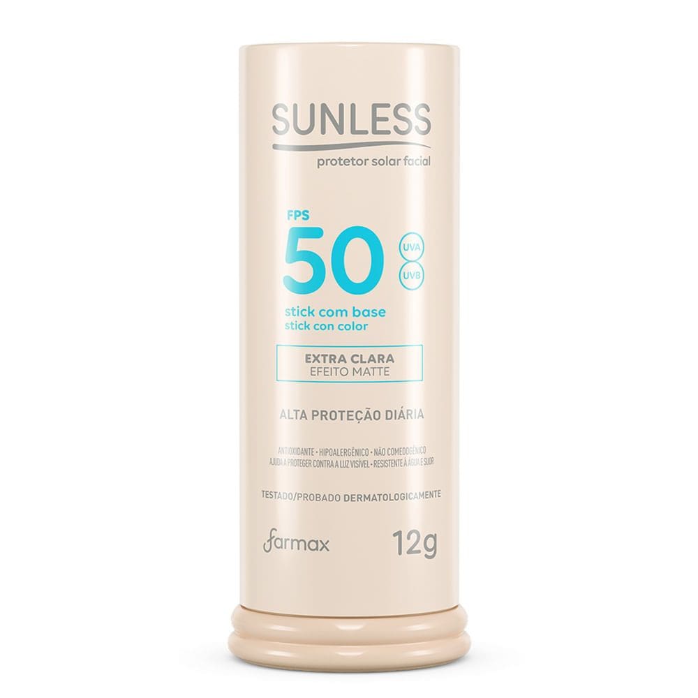 Protetor Solar Sunless Stick com Base Efeito Matte FPS 50 Cor Extra Clara 12g