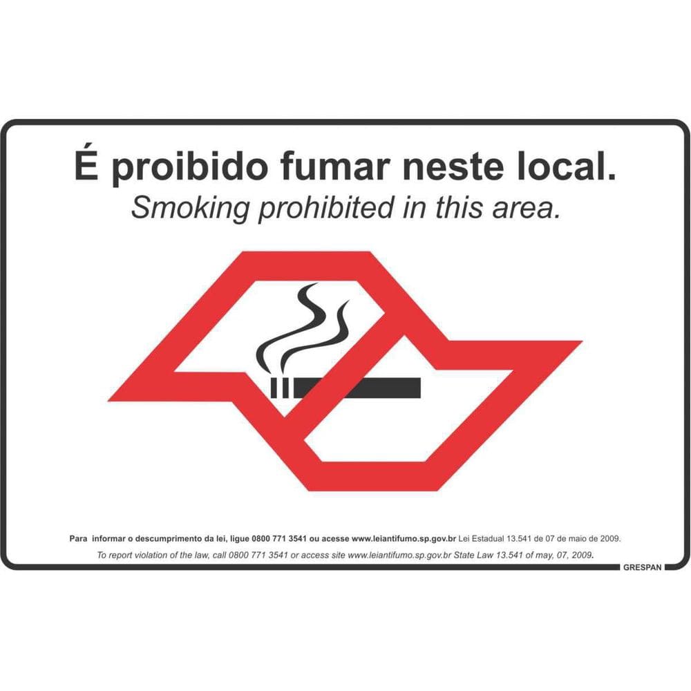 Placa De Sinalização Proibido Fumar 20X30Cm.
