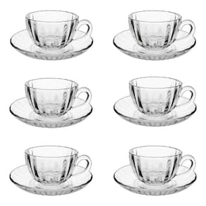 Conjunto 6 Pçs Xicaras 200ml com Pires em Vidro - Quanhe