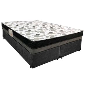 Cama Box Casal Suede Bipartido + Colchão Ortobom Iso Dupla Face 138x188x60 Preto