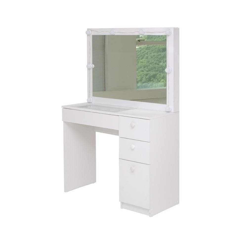 Penteadeira Ditália com Tampo ce Vidro + Kit Luz PE-120 Branca