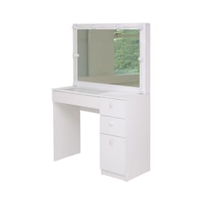 Penteadeira Ditália com Tampo ce Vidro + Kit Luz PE-120 Branca