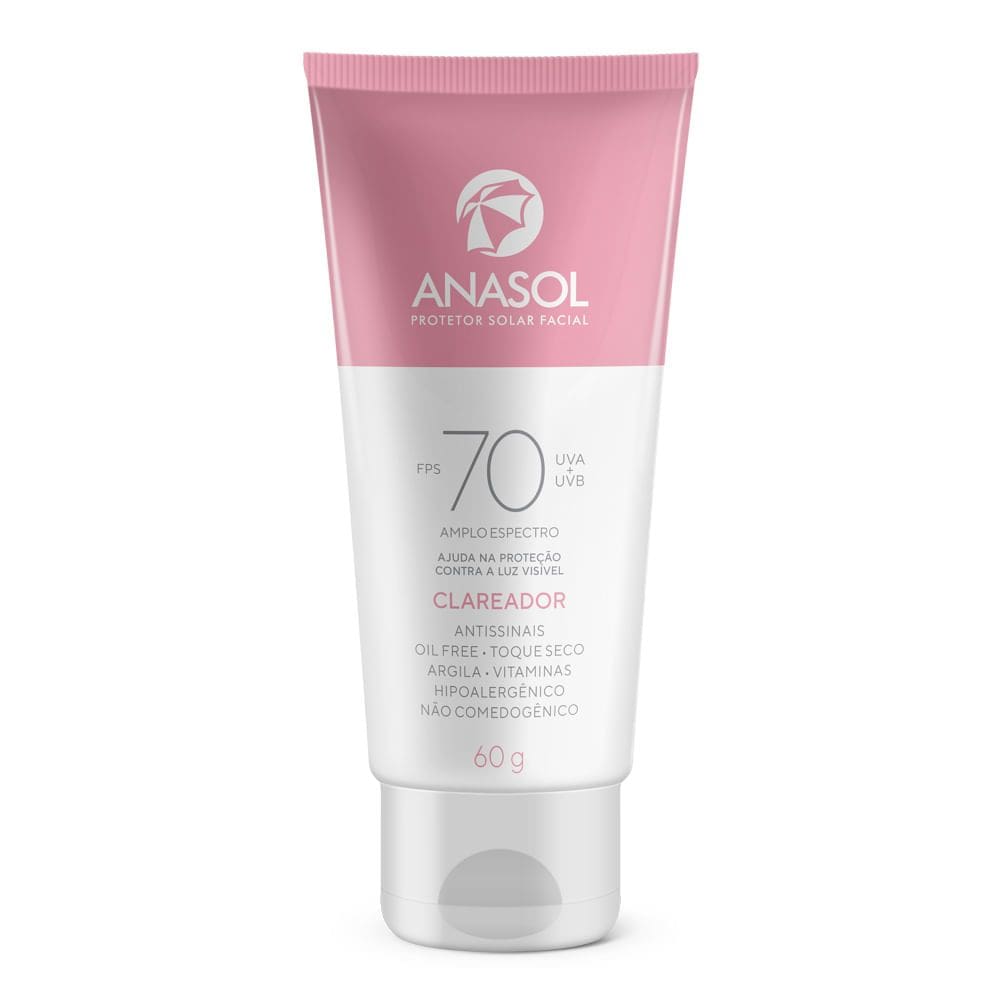 Protetor Solar Facial Anasol Clareador Antissinais FPS 70 Oil Free Toque Seco 60g