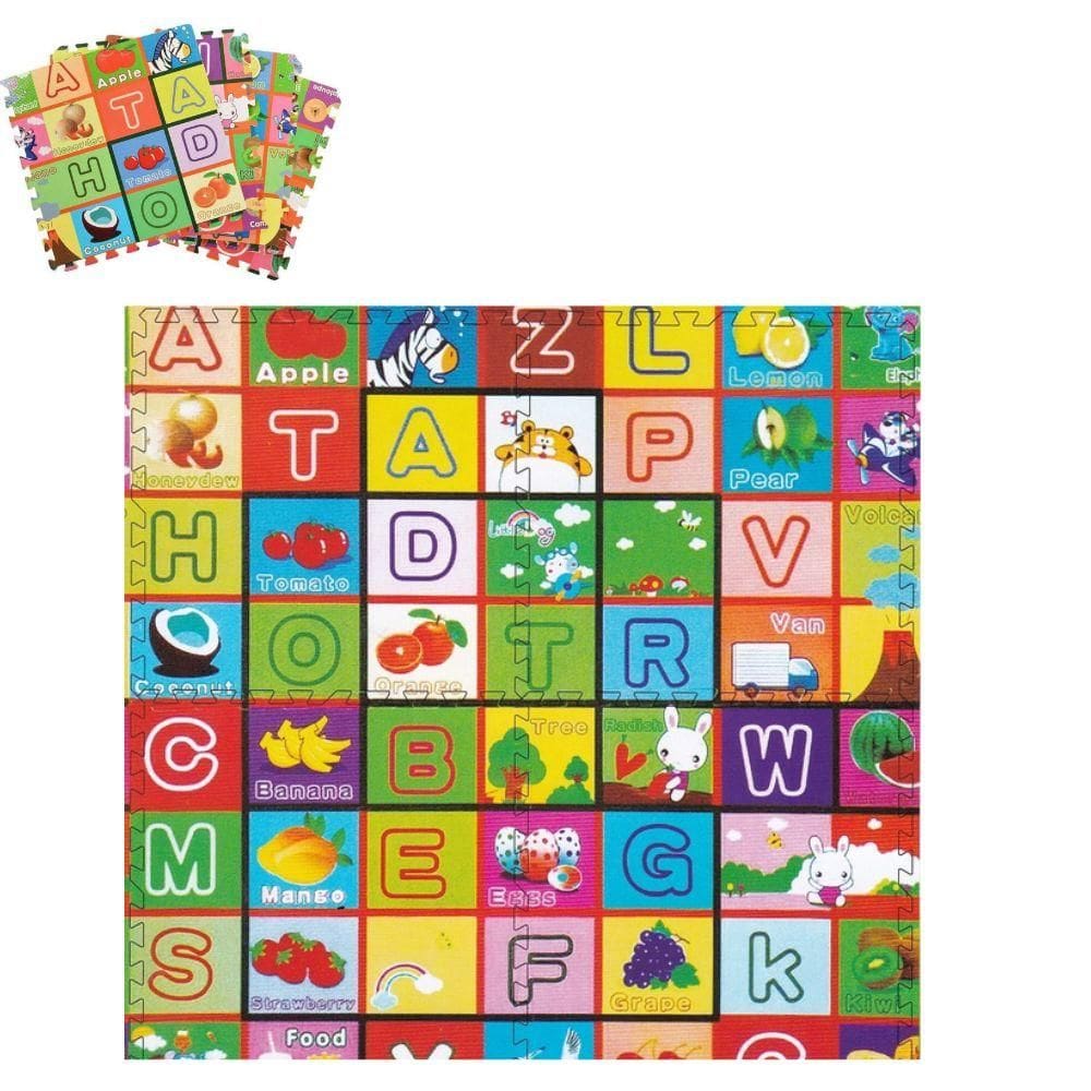 Kit Tapete Infantil 4 Placas Eva Tatame Didatico Grande Alfabeto Colorido Bebe Educativo Montavel 60X60cm