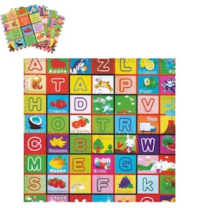 Kit Tapete Infantil 4 Placas Eva Tatame Didatico Grande Alfabeto Colorido Bebe Educativo Montavel 60X60cm
