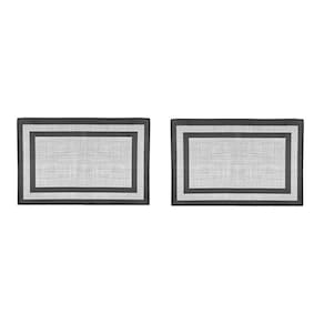 Tapete de Cozinha Retangular Pequeno Preto Cinza PVC 2un