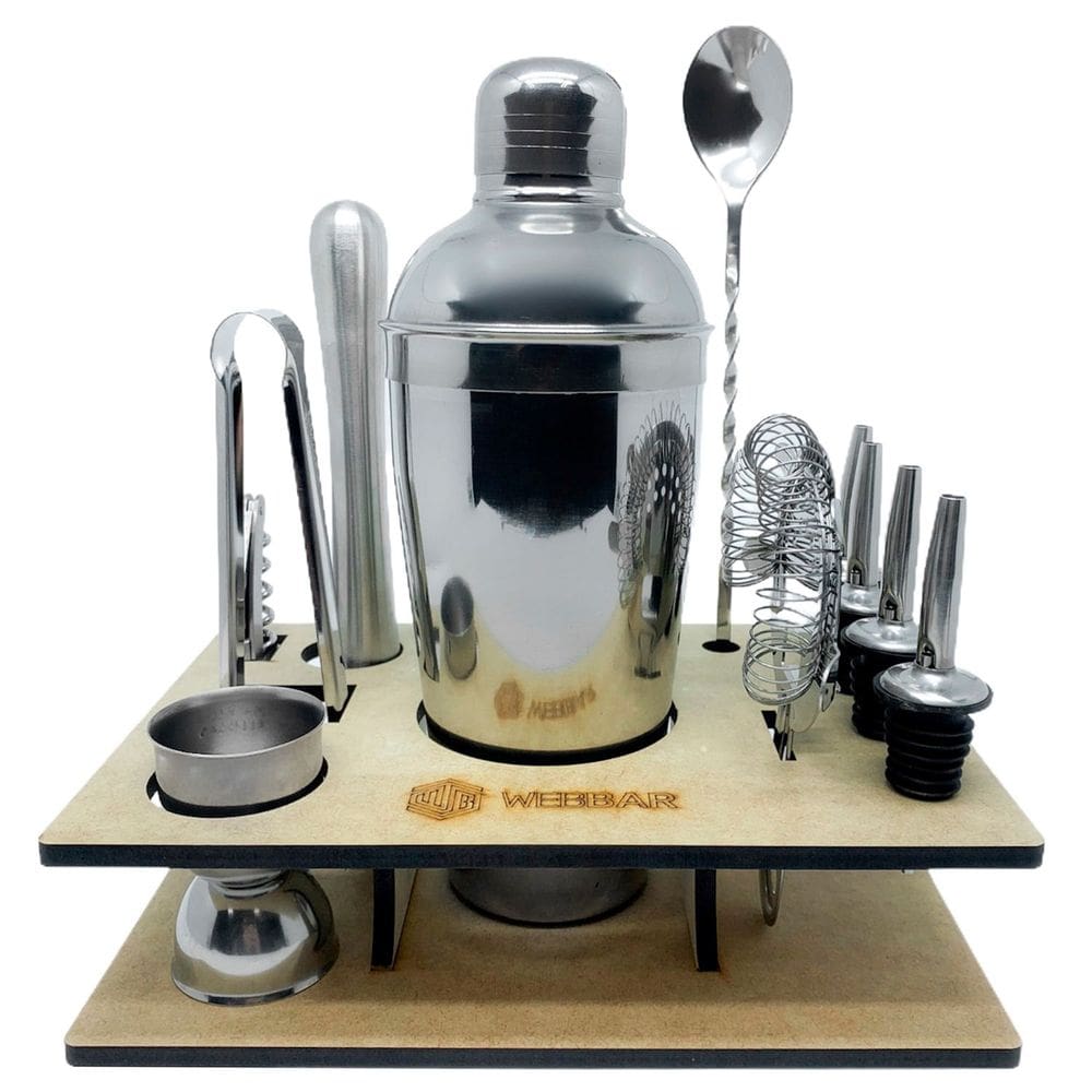 Kit Bar Profissional 5 Bartender 12 Peças + Base