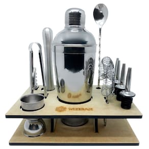 Kit Bar Profissional 5 Bartender 12 Peças + Base