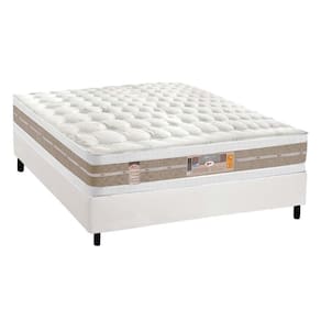 Cama Box Casal: Colchão Molas Ensacadas Castor Silver Star Air Face+Base White(138X188)