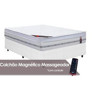 Cama Box Casal: Colchão C/Vibro Massagem Castor Gold Star Niponpedic Magnético + Base White(138X188)