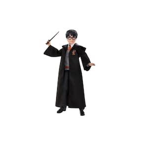 Boneca Mattel Harry Potter com cicatriz, óculos e roupão Gryffindor