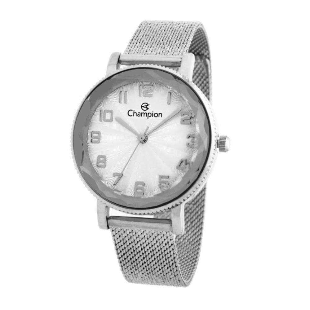 Relógio Champion Feminino Ref: Cf24153Q Casual Mesh Prateado