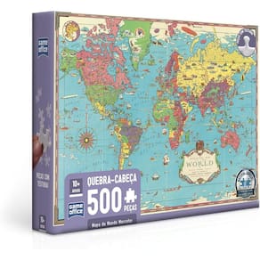 Quebra Cabeça Mapa Do Mundo Mercator - 500 Peças Toyster