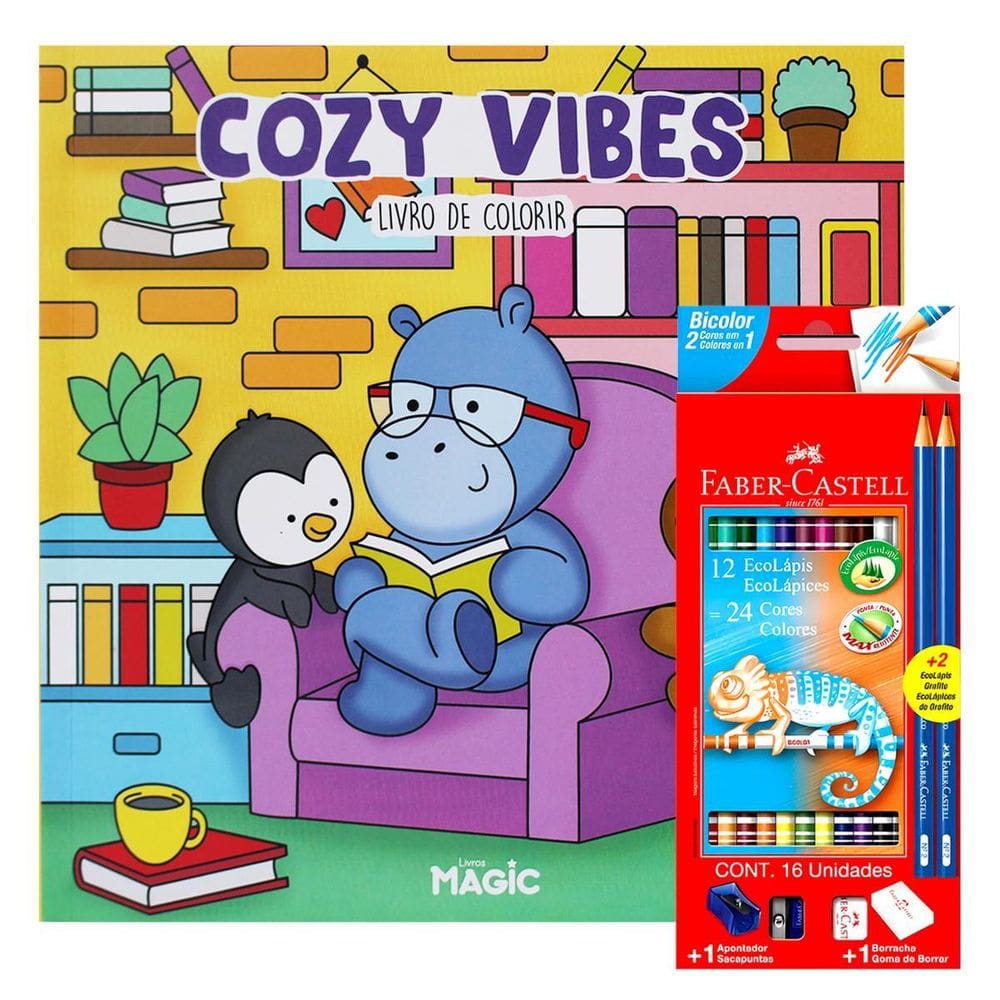 Kit De Colorir Cozy Vibes Com Lápis De Cor Faber-Castell