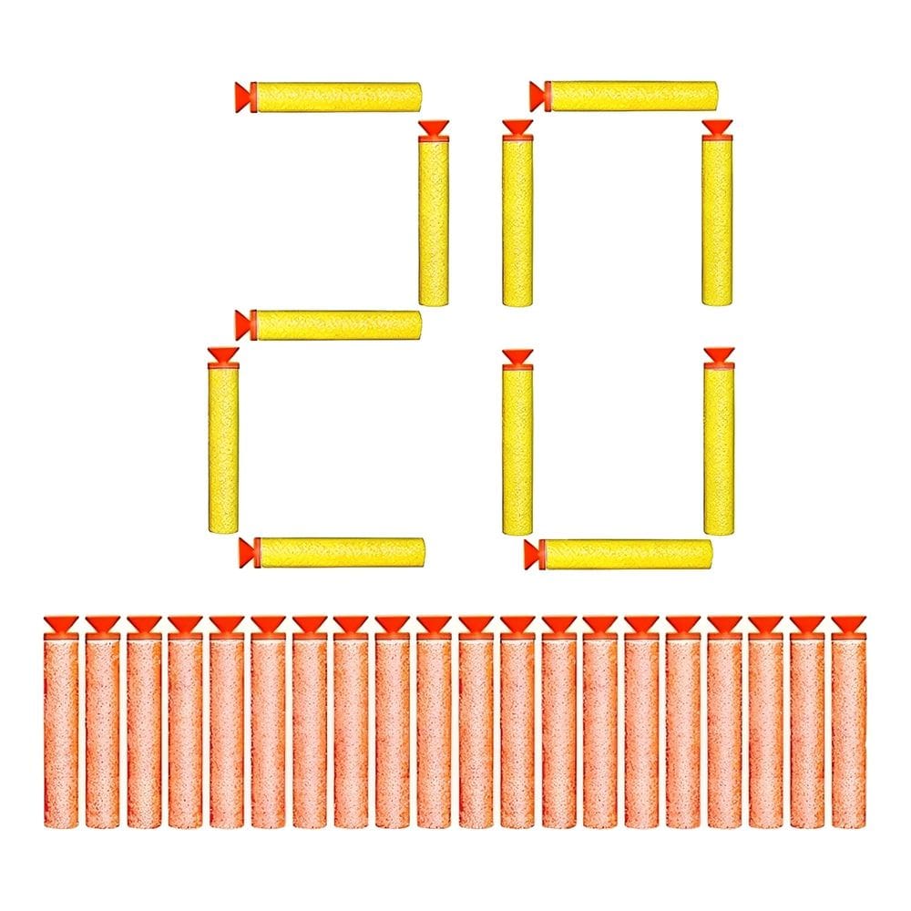 Refil de Balas com Ventosas Kit com 20 Dardos Compatível com Lançadores Modelo Nerf