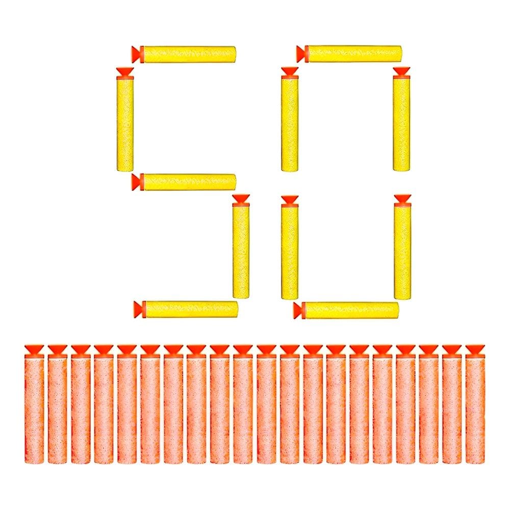 Refil Dardos com Ventosa Kit 50 Balas Compatíveis com Lançadores Nerf