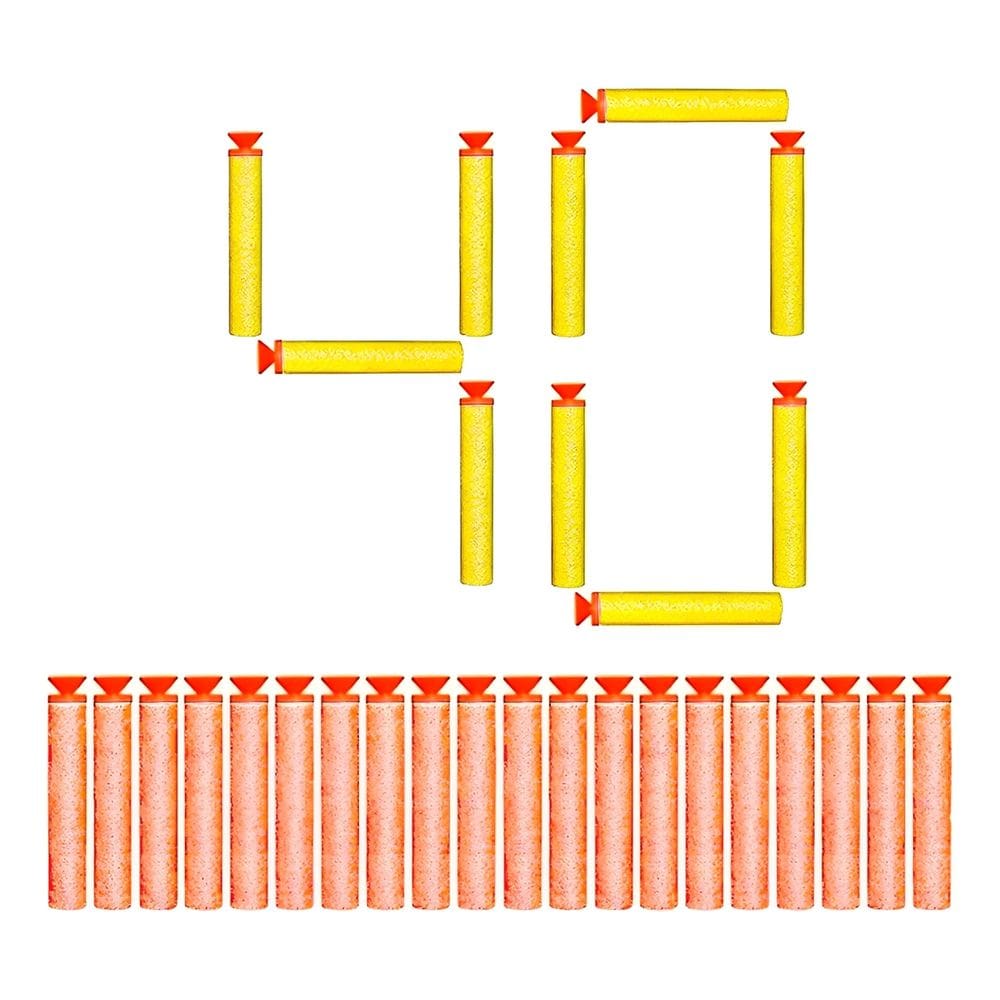 Refil Balas com Ventosa Kit 40 Dardos Compatíveis com Lançadores Nerf
