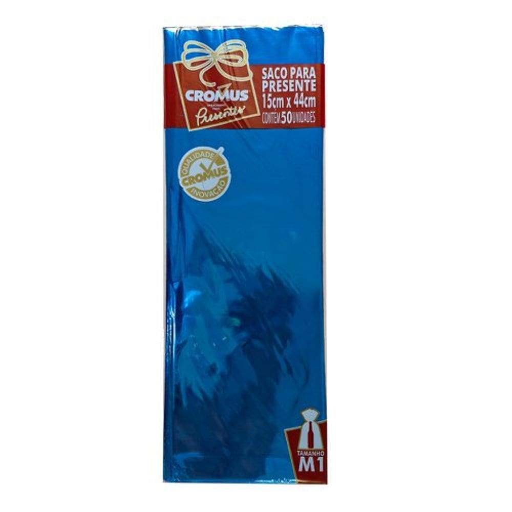 Saco de Presente Metal 15x44 Metalcor Azul c/50 - Cromus