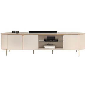 Rack Bancada Tv 75 Pol 241 cm MDF Ariana Off White Dj Moveis